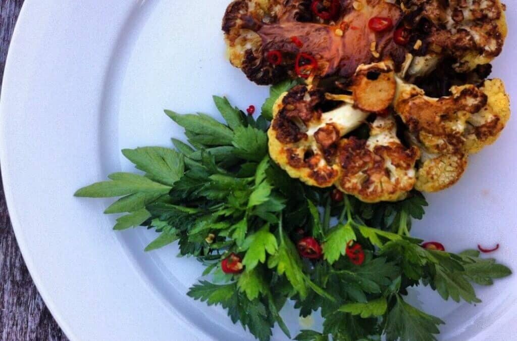 Curried Cauliflower Steaks with Parsley Salad