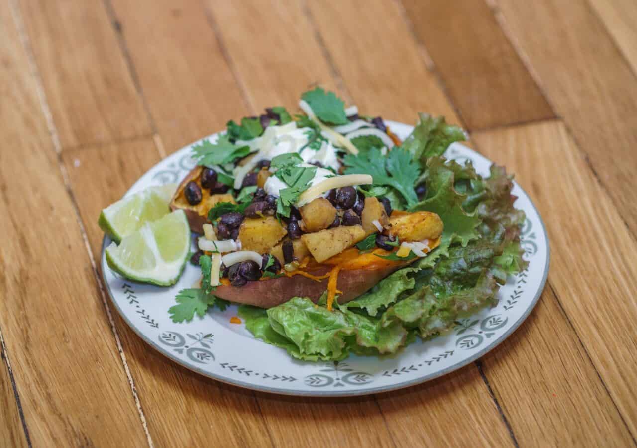 Squash and Black Bean Stuffed Sweet Potatoes