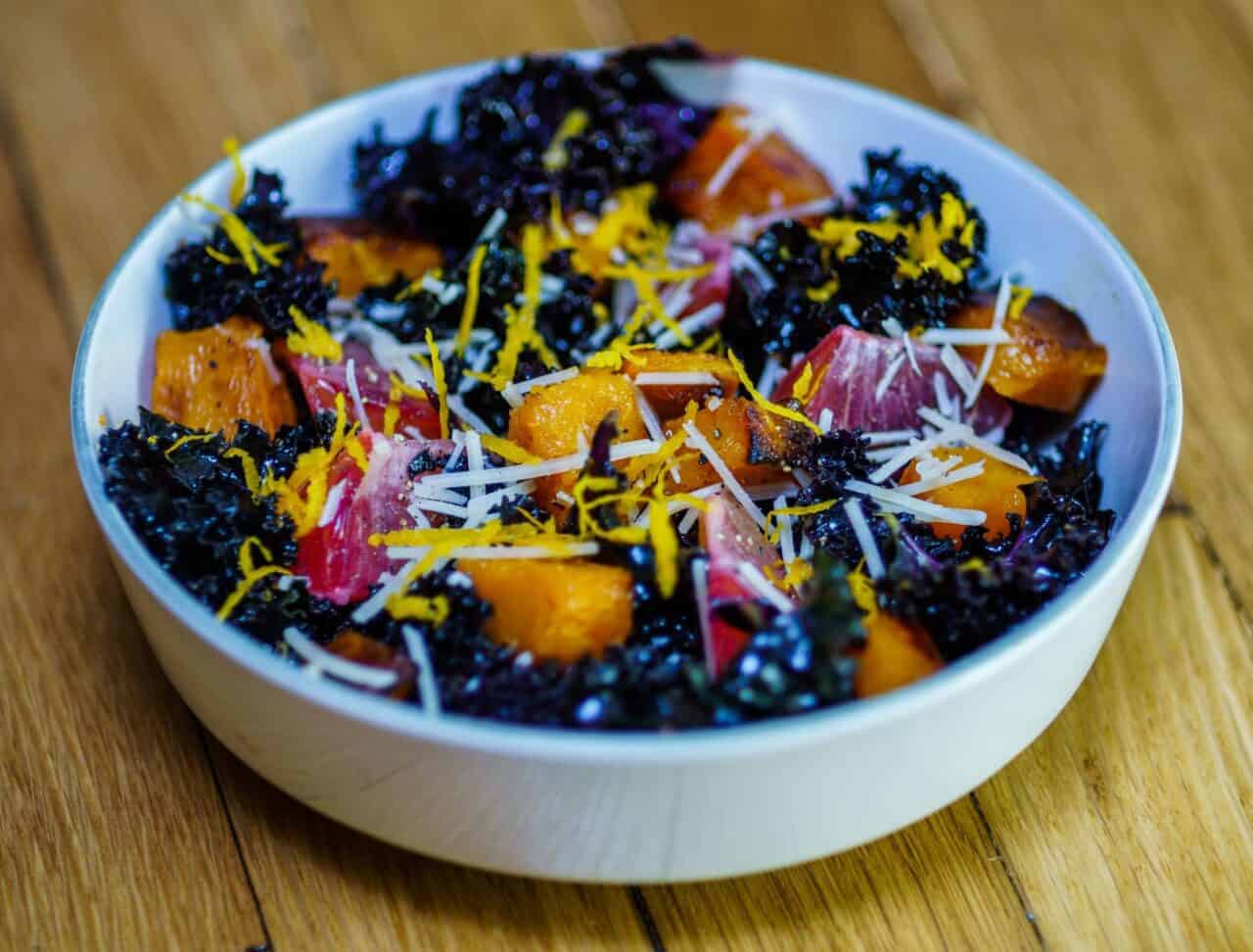 Kale Salad with Butternut Squash and Orange