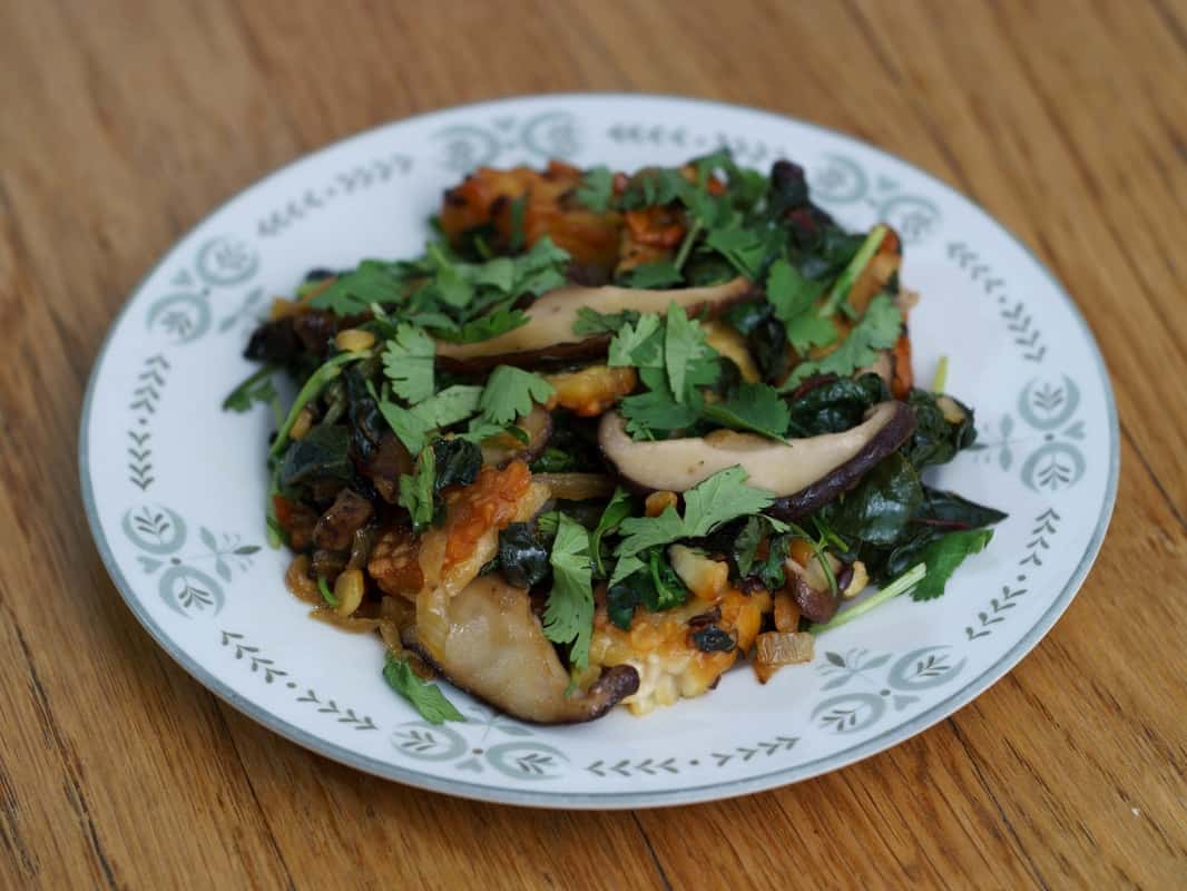 Shoots and Shiitake Sauté