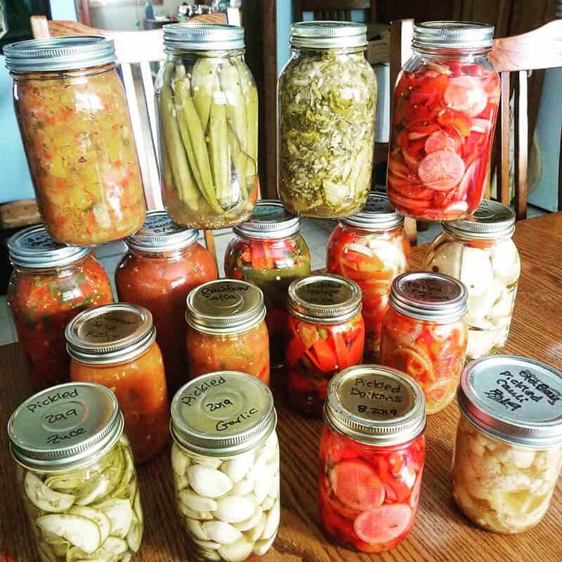 Feathers and Fruit jars of canned goods