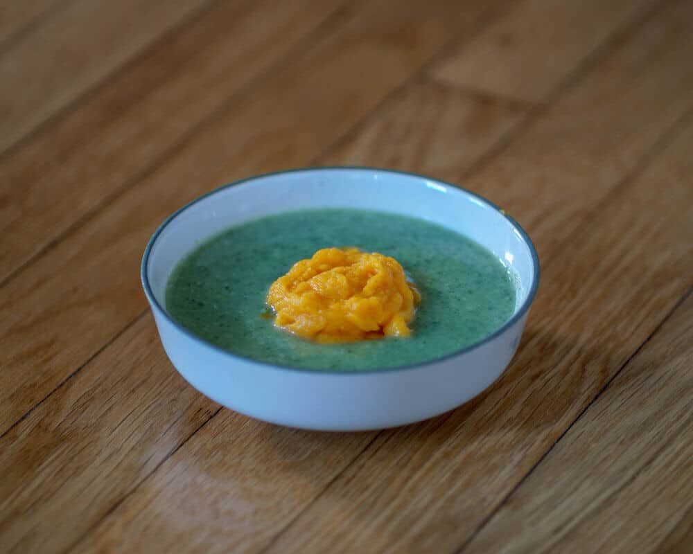 Kale potato soup in a bowl