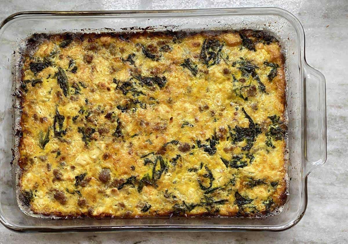 Quiche in glass baking dish