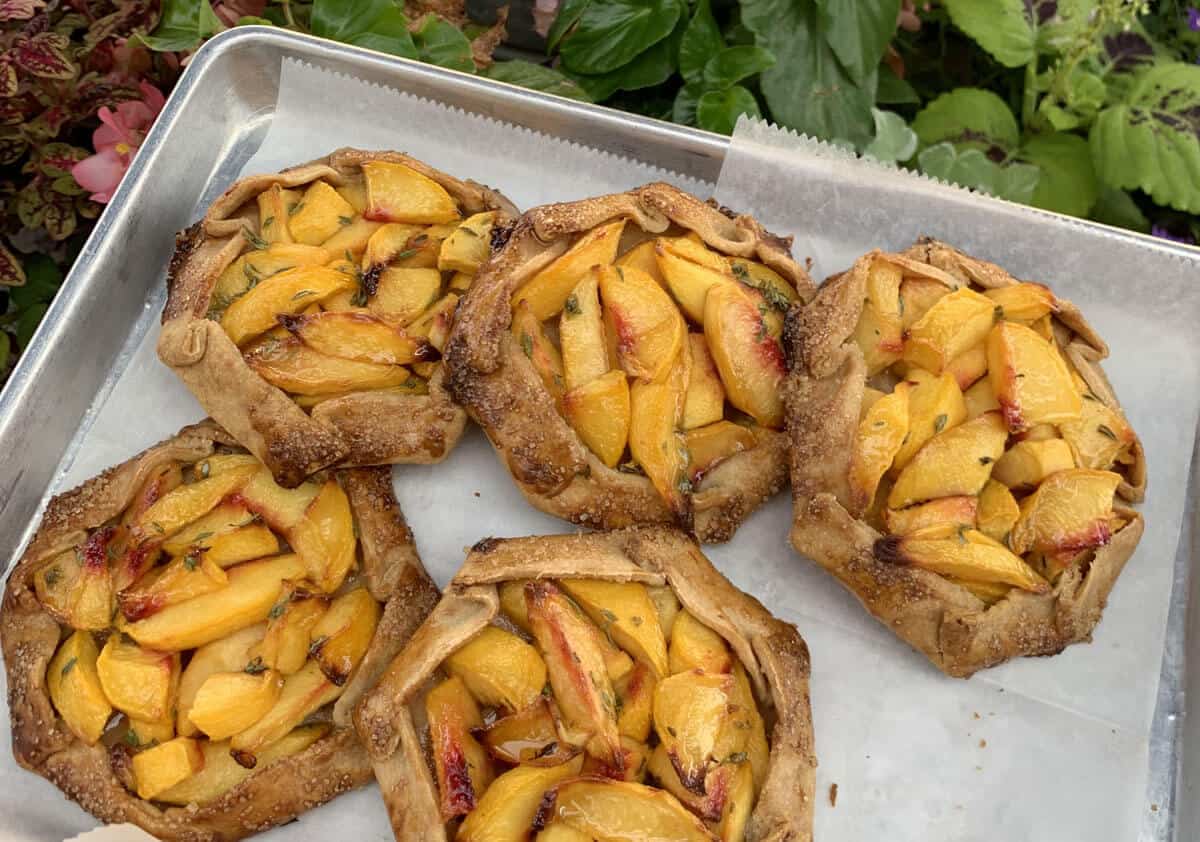 Niedlov's Bakery Peach Galettes on a baking tray
