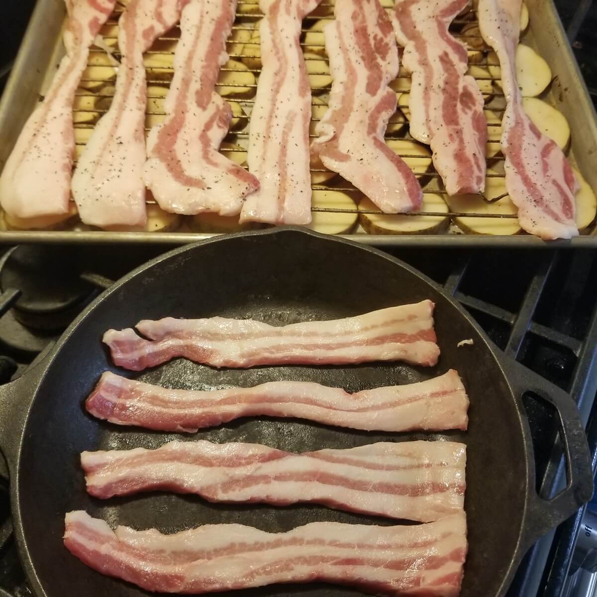 bacon in cast iron pan