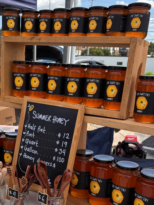 Honey display from Good Measure Farm