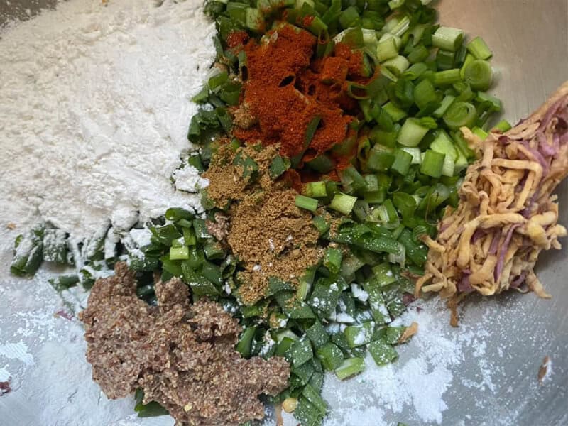 Sweet potato fritter ingredients by Red Clay Farms